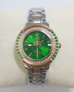 綠度母心咒鑲鑽寶石手錶